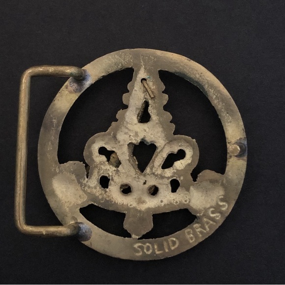 Vintage 1970s Nautical Belt Buckle Solid Brass Ships Maritime Navy Pendulum - Picture 4 of 5